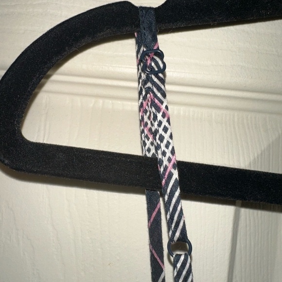 Club Monaco women’s navy pink plaid smocked side sleeveless blouse L - Picture 10 of 11